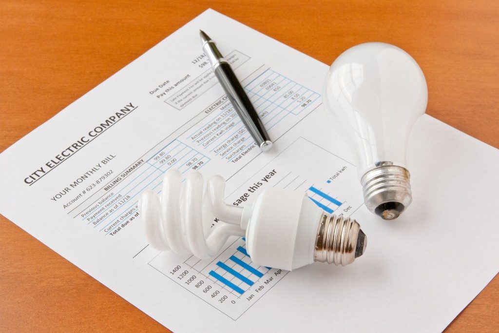 electricity bill and lightbulbs