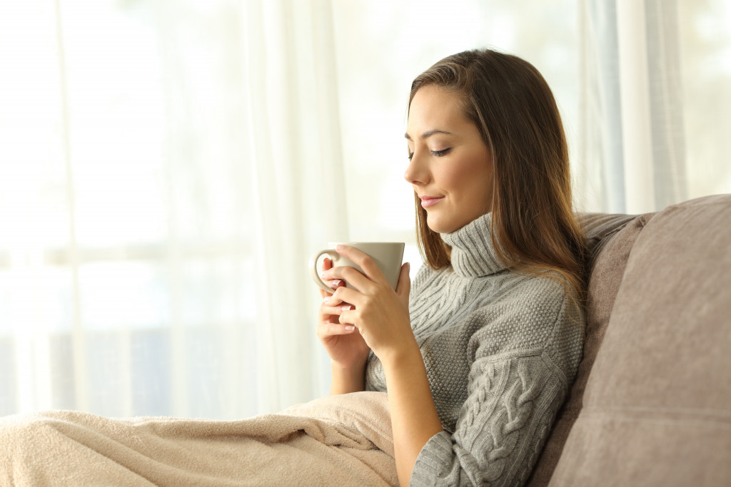 woman relaxed at home